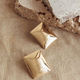 Hendrix Rectangle Cabochon Earrings Gold