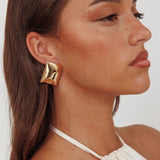 Hendrix Rectangle Cabochon Earrings Gold