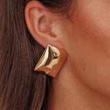 Hendrix Rectangle Cabochon Earrings Gold