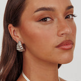 Lune Ribbed Croissant Earrings Dark Silver