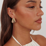 Lune Ridged Croissant Earrings Gold