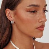 Eliza Pave Earrings Silver Diamante