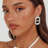 Glitz Pull Tab Earrings Silver Diamante