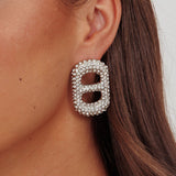 Glitz Pull Tab Earrings Silver Diamante