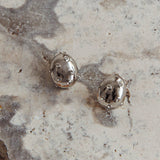 Billie Diamante Pebble Earrings Dark Silver
