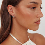 Billie Diamante Pebble Earrings Dark Silver