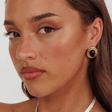 Anjelica Oval Earrings Gold Black