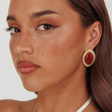 Coco Marquise Cabochon Earrings Gold Burgundy