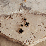 Talia Four-Leaf Clover Earrings Gold Black