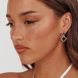 Talia Four-Leaf Clover Earrings Gold Black