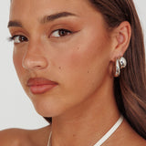 Anjelica Oval Earrings Dark Silver