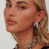Anthea Double Hoop Studs Silver Diamante