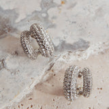 Anthea Double Hoop Studs Silver Diamante