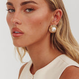 Sara Pearl Circle Earrings Gold/Pearl