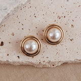 Sara Pearl Circle Earrings Gold/Pearl