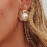 Sara Pearl Circle Earrings Gold/Pearl