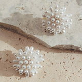 Mira Firework Cluster Earrings Pearl