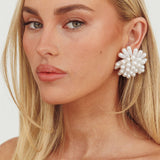 Mira Firework Cluster Earrings Pearl