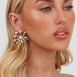 Izzy Flower Earrings Gold/Pearl