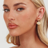 Love Song Oval Cabochon Earrings Gold/Ivory Tort