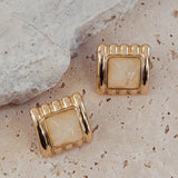 Silvia Geometric Earrings Gold/Ivory Tort
