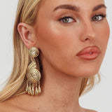 Barbados Spiral Shell Earrings Brushed Gold