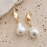 Arna Baroque Pearl Drop Earrings Gold/Pearl
