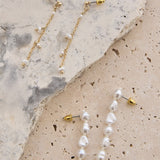 Marais Asymmetric Chain & Pearl Earrings Gold/Pearl