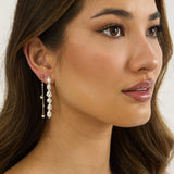 Marais Asymmetric Chain & Pearl Earrings Gold/Pearl