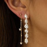 Marais Asymmetric Chain & Pearl Earrings Gold/Pearl