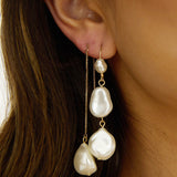 Ninette Faux Pearl Droplet Earrings Gold/Pearl
