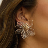 Monika Acrylic Flower Earrings Clear
