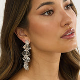 Venusa Irregular Bead Drop Earrings Clear