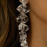 Venusa Irregular Bead Drop Earrings Clear