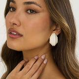 Wynter Ridged Geometric Earrings Ivory