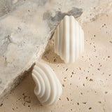 Wynter Ridged Geometric Earrings Ivory