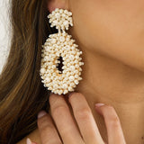 Whisper Bead Embellished Drop Earrings Ivory