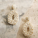 Whisper Bead Embellished Drop Earrings Ivory