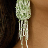 Andora Layered Tassel Bead Earrings Mint