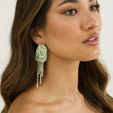 Andora Layered Tassel Bead Earrings Mint