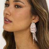 Andora Layered Tassel Bead Earrings Soft Pink