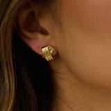 Miya Ridged Criss-Cross Earrings Gold