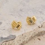 Miya Ridged Criss-Cross Earrings Gold