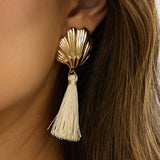 Alora Shell Tassel Earrings Gold/Ivory