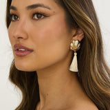 Alora Shell Tassel Earrings Gold/Ivory