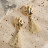 Alora Shell Tassel Earrings Gold/Ivory