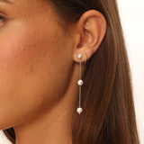 Ophir Chain Drop Earrings Gold Pearl