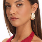Gloria Ridged Earrings Gold