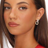 Memories Diamante Link Stud Earrings Gold