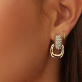 Memories Diamante Link Stud Earrings Gold